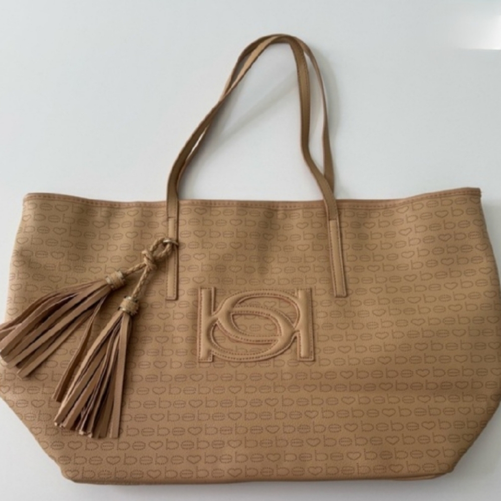 Bebe Beige  Tote with Stylish Tassel